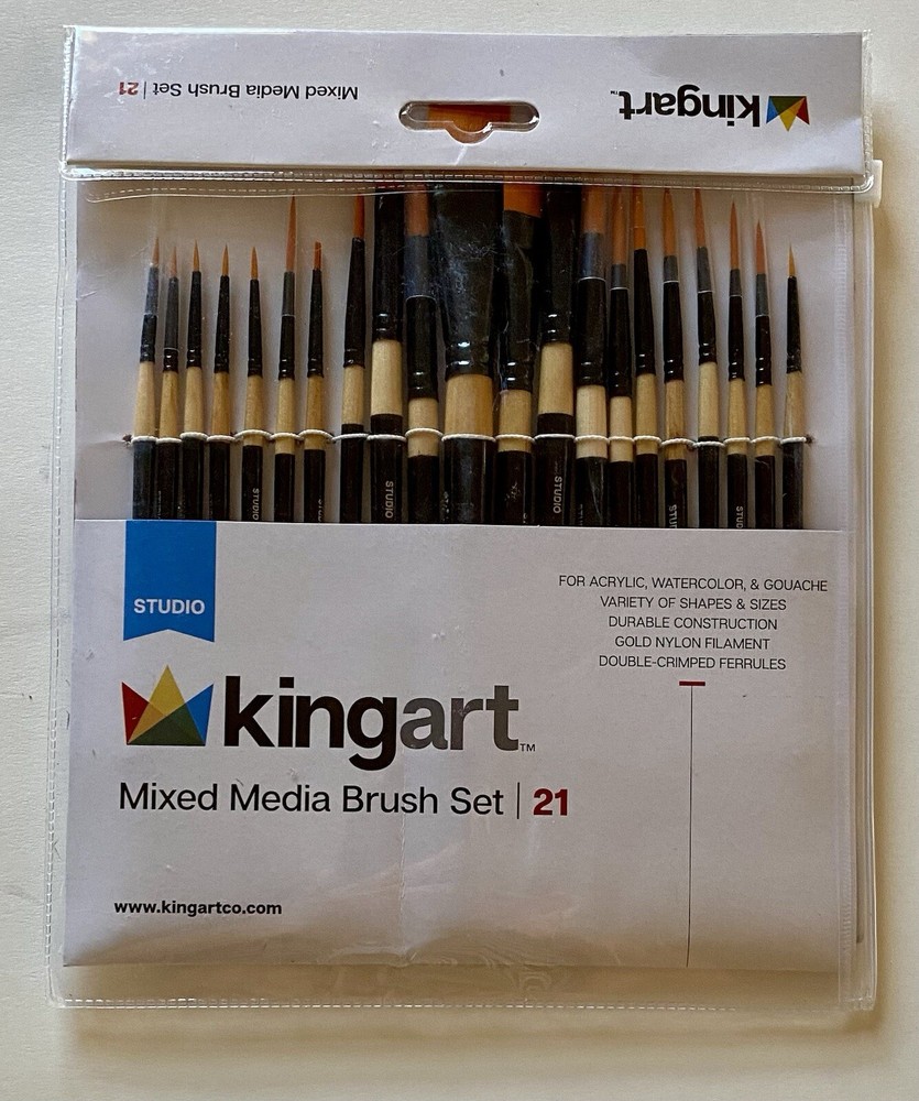 Studio Kingart Mixed Media Brush Set 21 All Short Handle Sizes