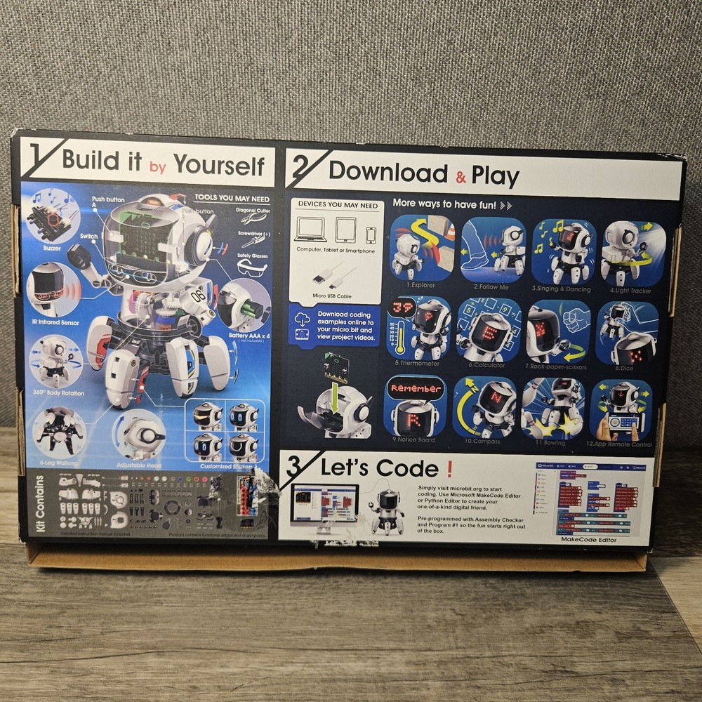 TOBBIE II Micro Bit- Build Coding Robot Kit- Edu STEM Toy - Open Box - Complete