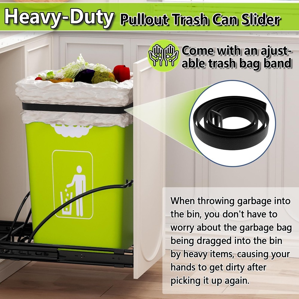 Pull Out Trash Can Under Cabinet 7-13 Gallon 50 Qt Under Sink Trash Can Pull ...
