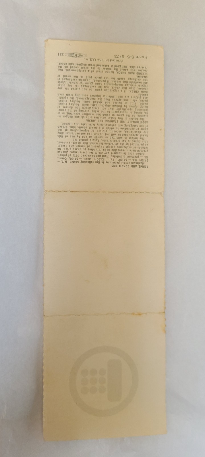 Watkins Glen Summer Jam 1973 Unused Ticket • Grateful Dead, Allman Bros, Band