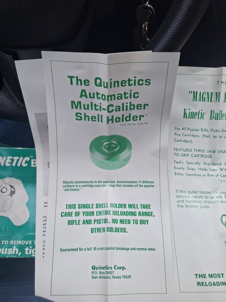 Quinetics Reloading Kinetic Bullet Puller original box with paperwork. NOS