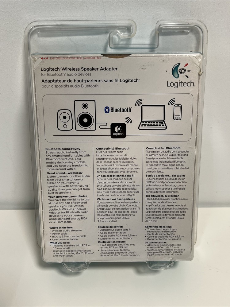 New Logitech Wireless Bluetooth Speaker Adapter Black Sealed 980-000540