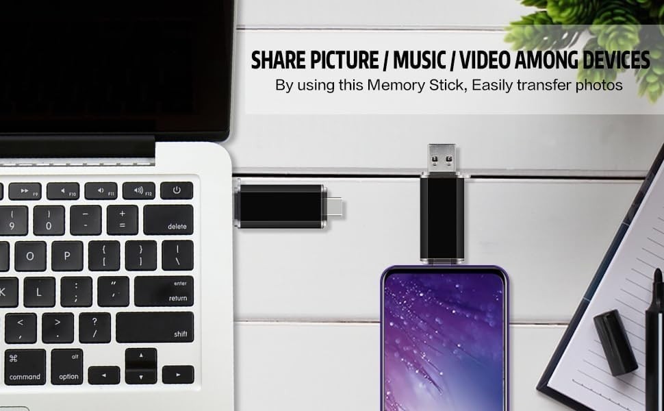 Portable 2-Pack 128GB USB C Flash Drive Black&Blue