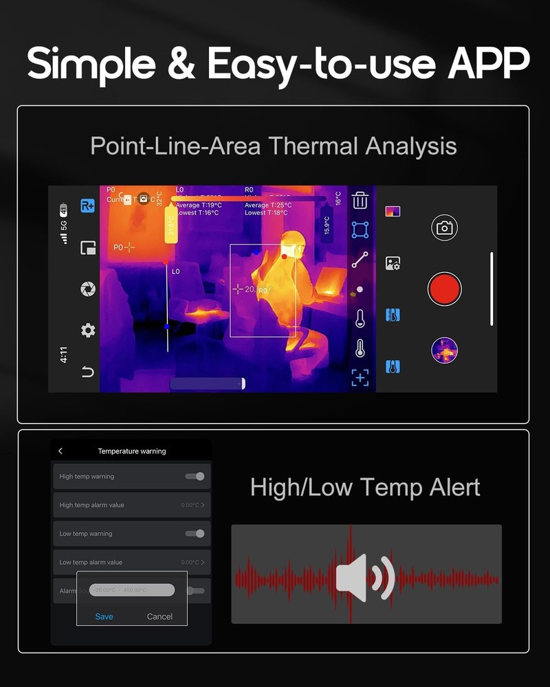 Thermal Camera for iOS & Android - 512x384 IR Imaging, -4℉ to 842℉ Range