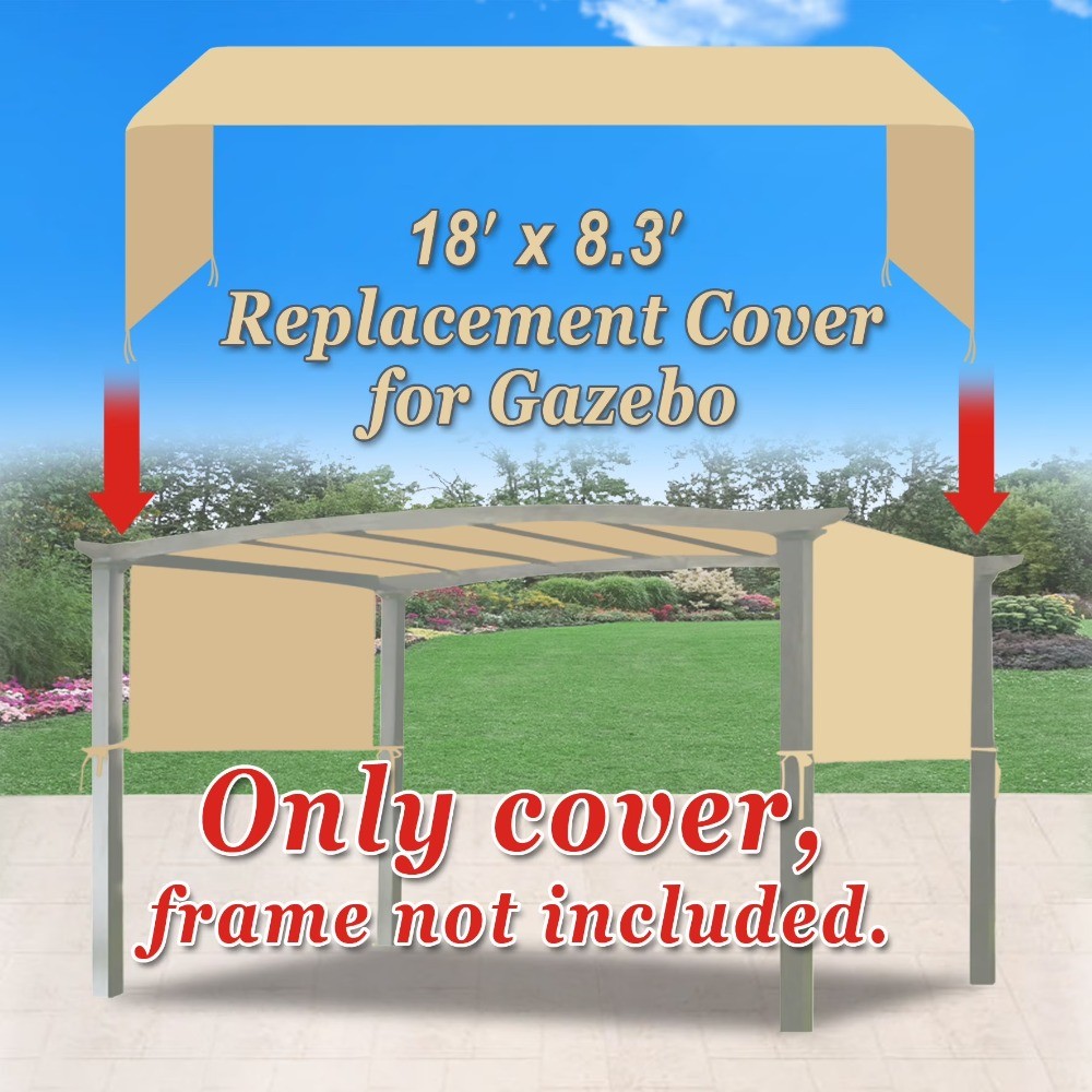 18' x 8.2' Beige Polyester Universal Replacement Canopy for Pergola Structure