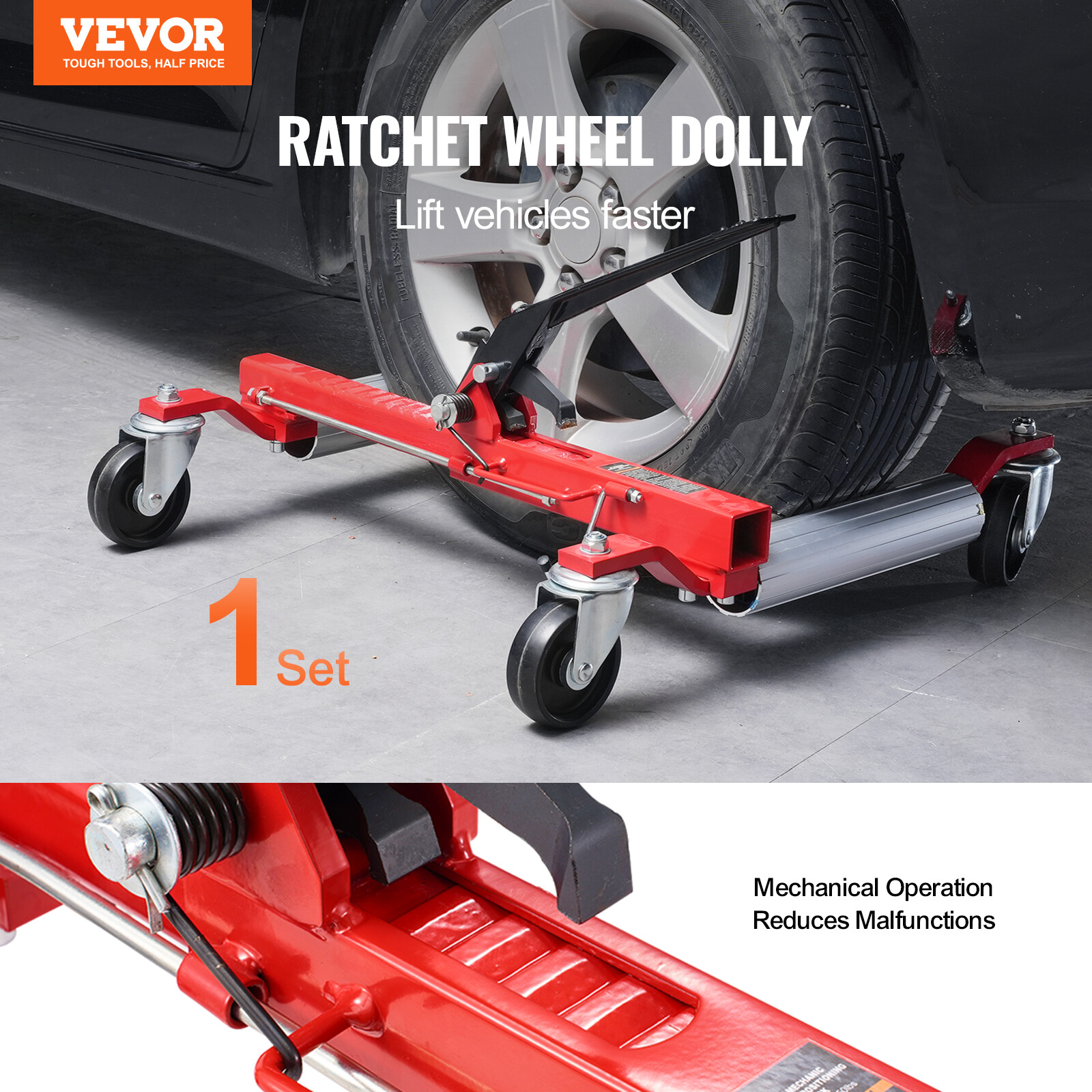 Truck Car Wheel Moving Dolly 1500lbs Ratchet Type Auto Tire Lift Car Dolly