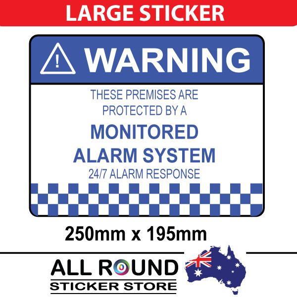 1 X LARGE Alarm System Monitored Warning Security Sticker