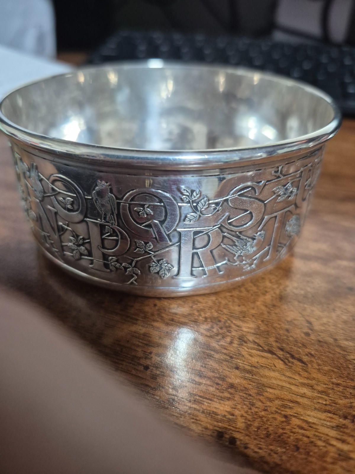 Vintage Kerr Sterling Alphabet w/ Birds & Flowers 2 piece Baby Bowl & Plate