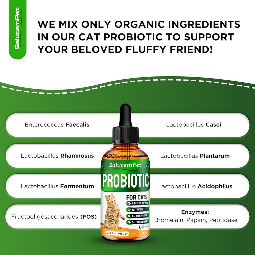 Advanced Cat Probiotic Drops – Digestive Support for Cats with Diarrhea,...