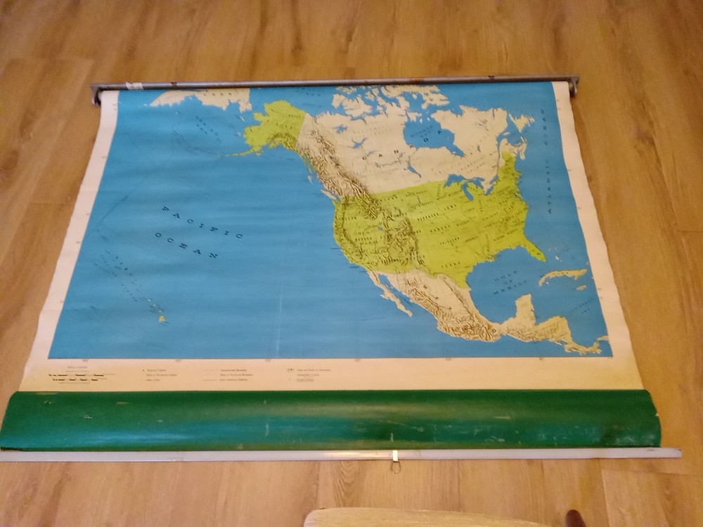 Vintage Pull Down School House Map
