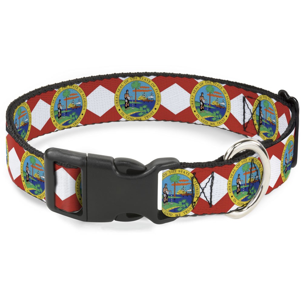 Plastic Clip Collar Florida Flag Continuous Medium 11-16.5"