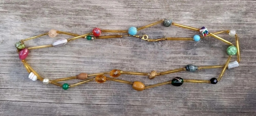 Vintage long glass necklace