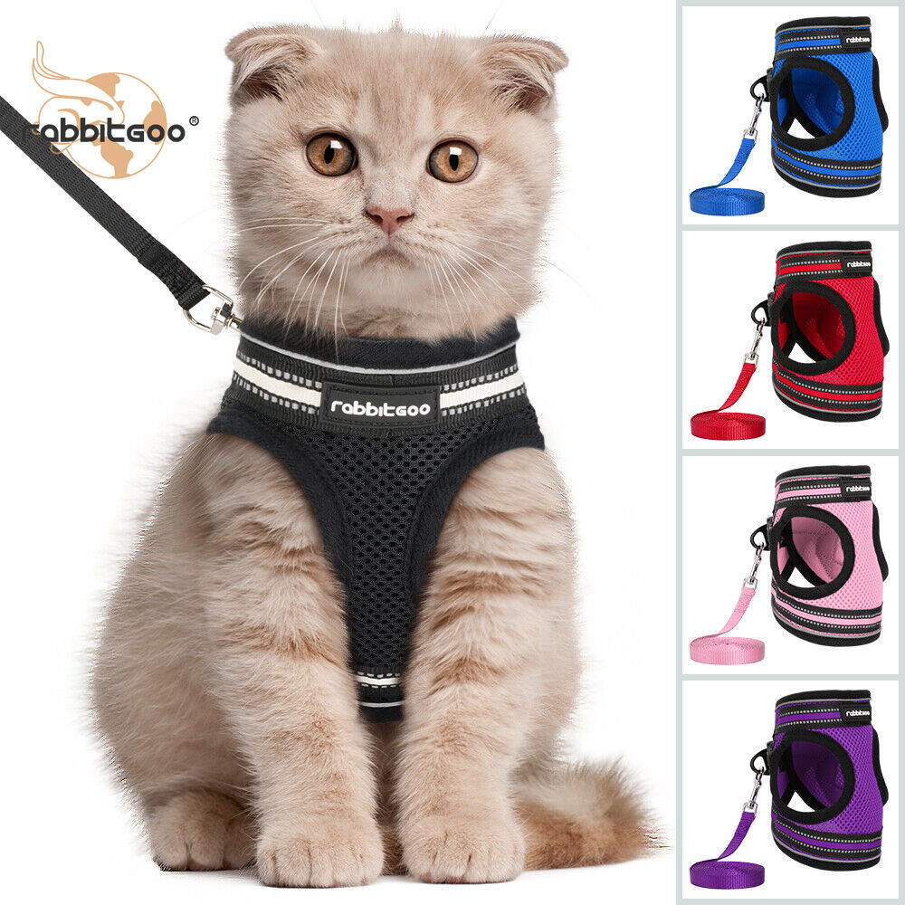 rabbitgoo Cat Harness & Leash Set Escape Proof Adjustable Kitten Vest Reflective