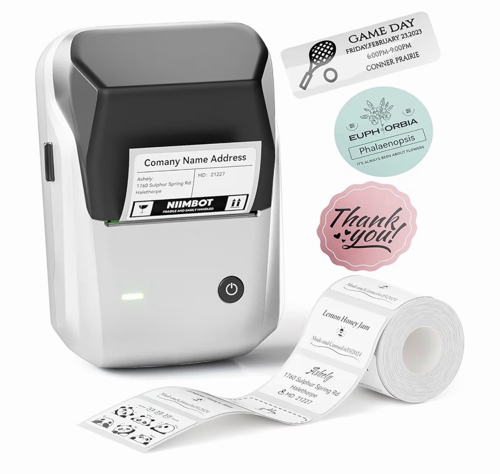 NIIMBOT B1 Label Maker Machine with Tape Portable Bluetooth Thermal Printer Silv