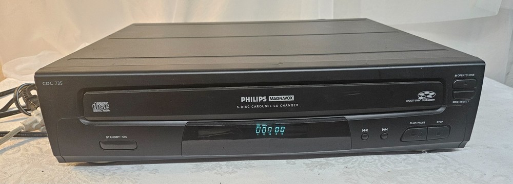 Philips Magnavox CDC735 5-Disc CD Player Changer Carousel NO Remote WORKING