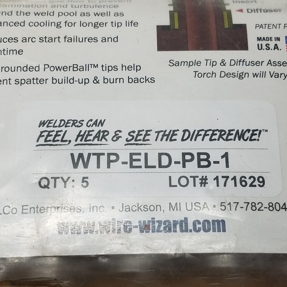 Wire Wizard WTP-ELD-PB-1 PowerBall Gass Diffuser, Thread-On, for 9mm Contact Tip