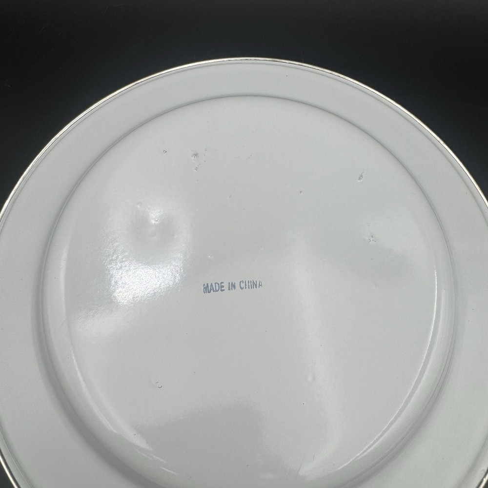 8pc White Enamelware Dinner Plates & Mugs Set Rustic Vintage Style China Made