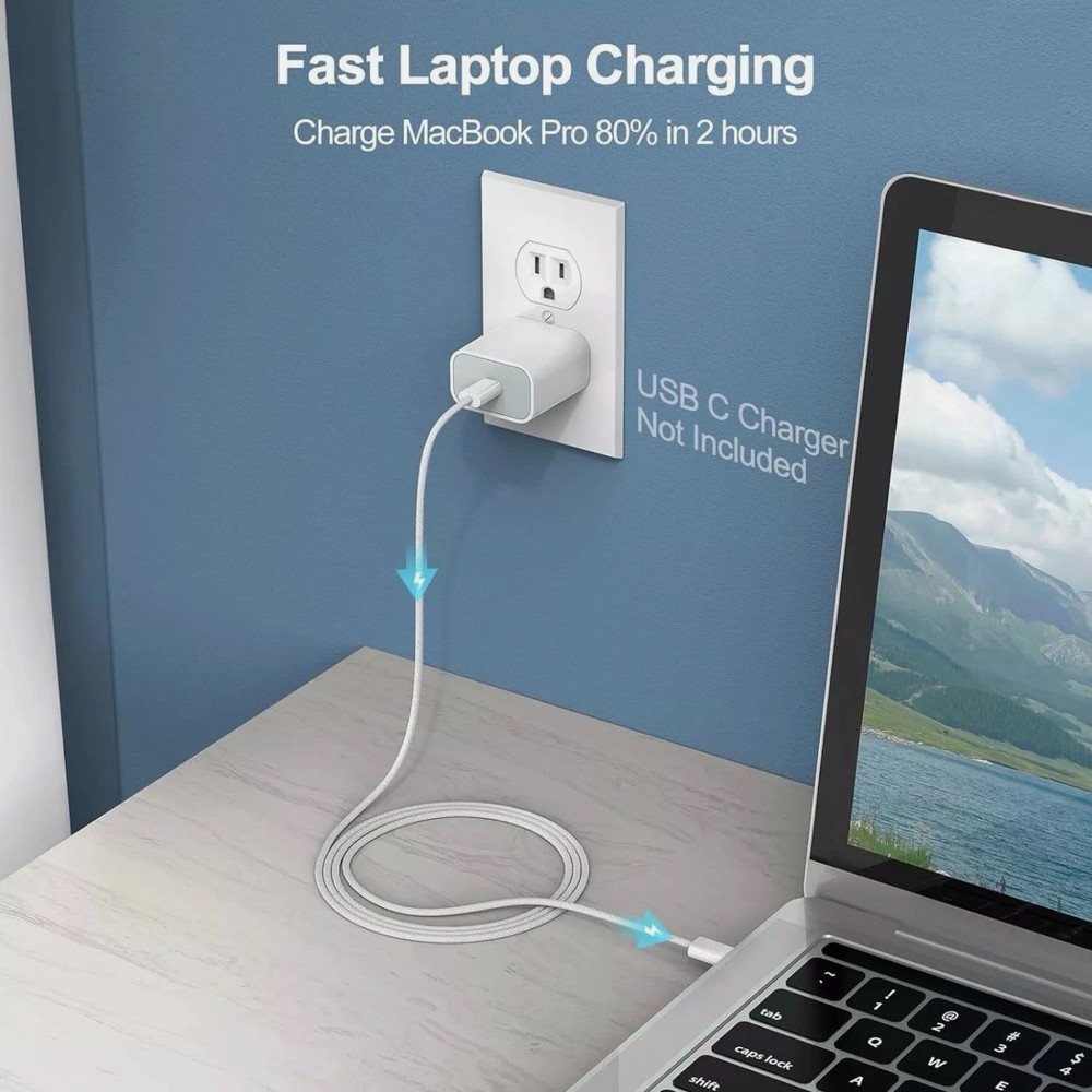 5-Pack USB-C to USB-C Fast Charging Data SYNC Cable Nylon Braided Silver 3ft