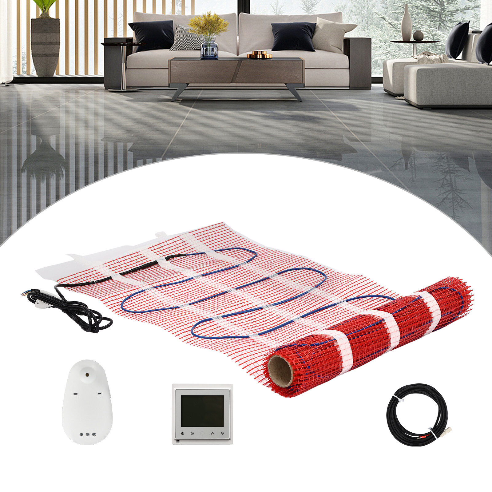 120V Smart Heat Mat Kit Floor Heating System Heating Floor Mat 6.56x1.64ft