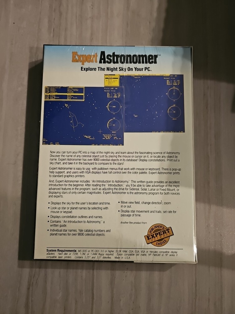 Brand New Expert Astronomer Bundle PC Software IBM/Tandy 3.5" & 5.25" Disk
