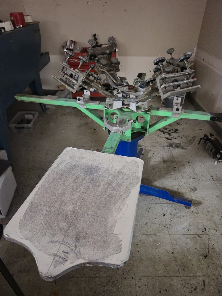 Automatic Screen Printing Press Machine 6 Color, 8 Station With Everything Inc.