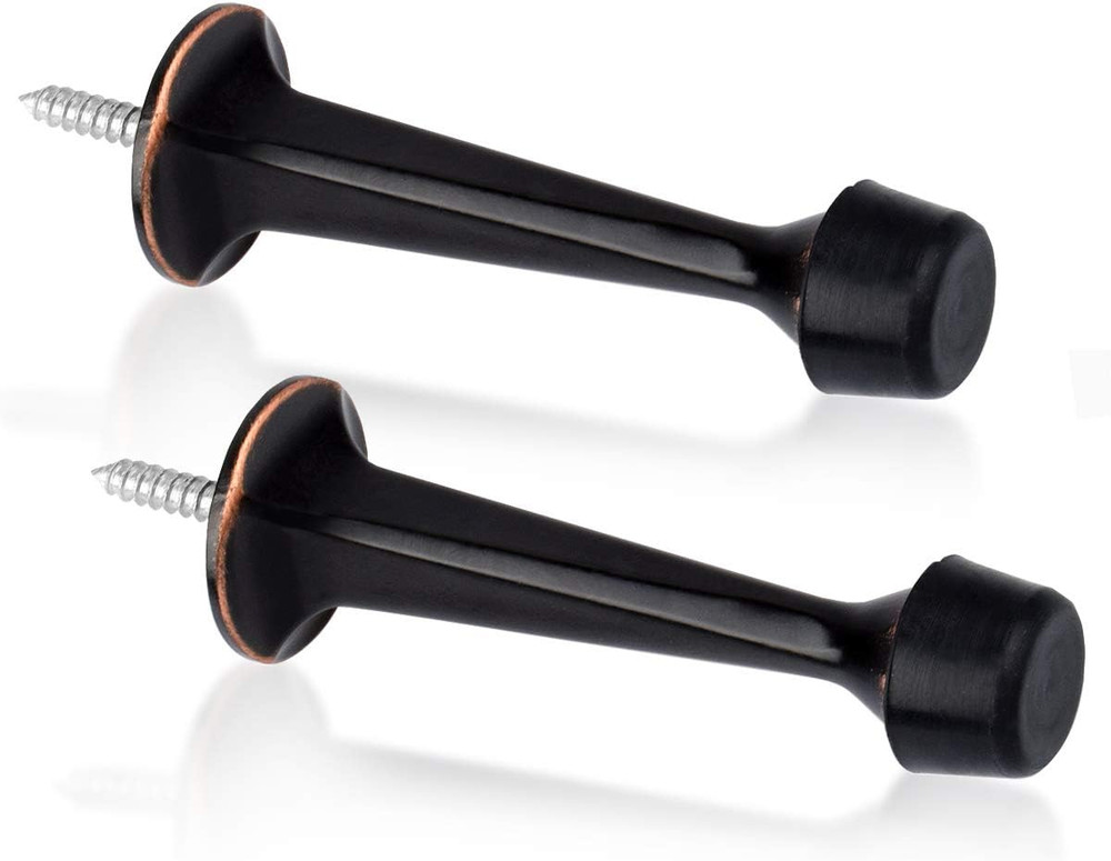 2 Pack Solid Rigid Door Stops - Heavy Duty Door Stoppers Wall Protector with Sof