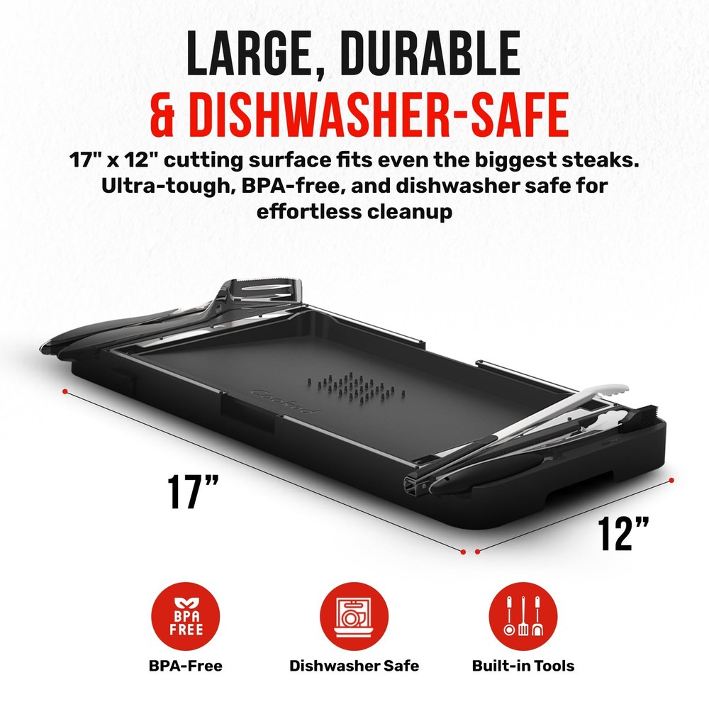 Grillbot FlipTray Dual-Sided Grilling Prep and Serving Tray - Black