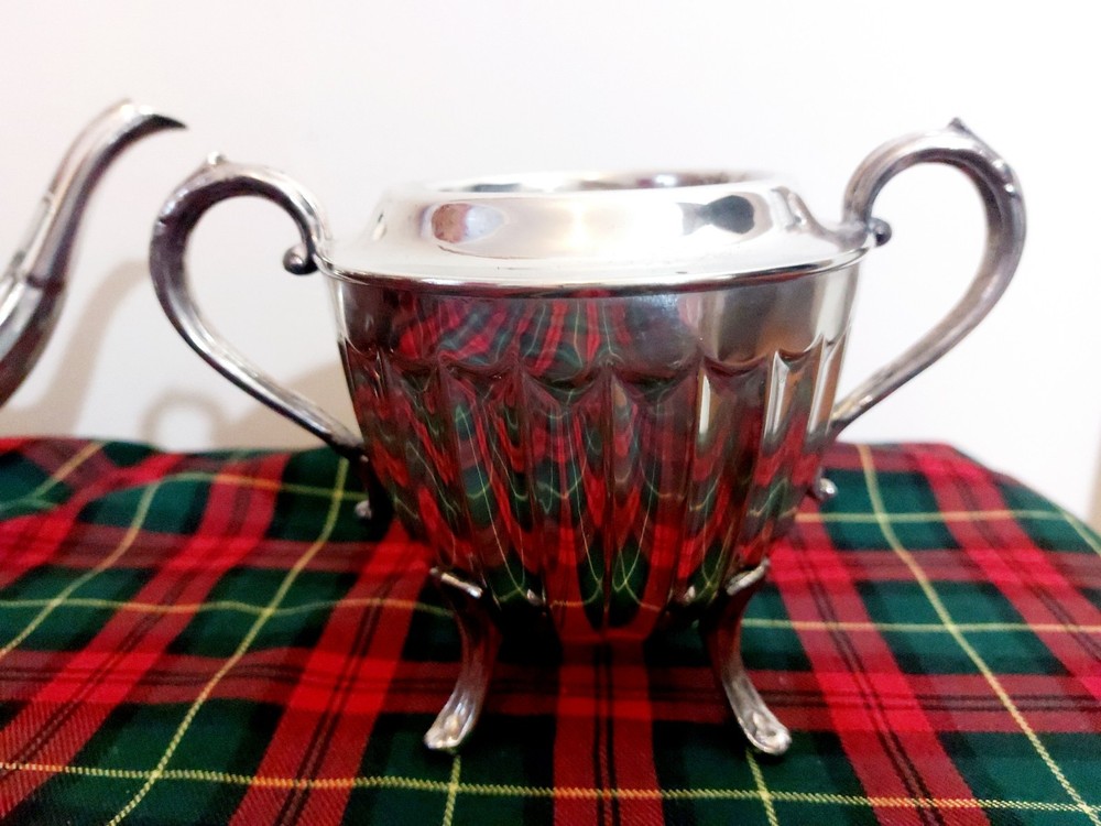 Antique Silverplate Teapot Sugar Bowl Sheffield 1938