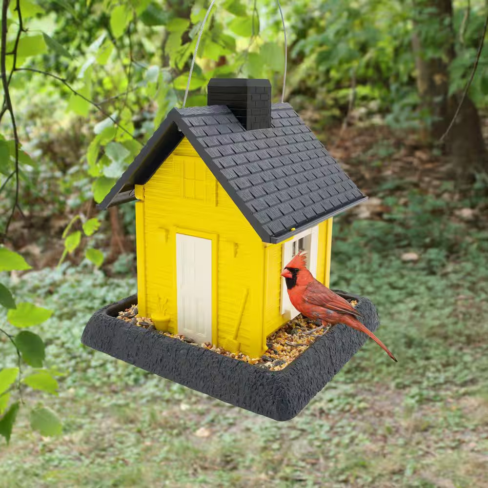 Fiesta Yellow Cottage Plastic Birdfeeder
