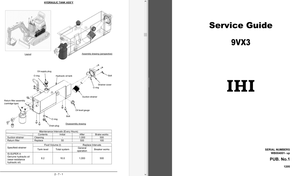 IHI 9VX-3 Mini Excavator Service & Operator's Manual CD