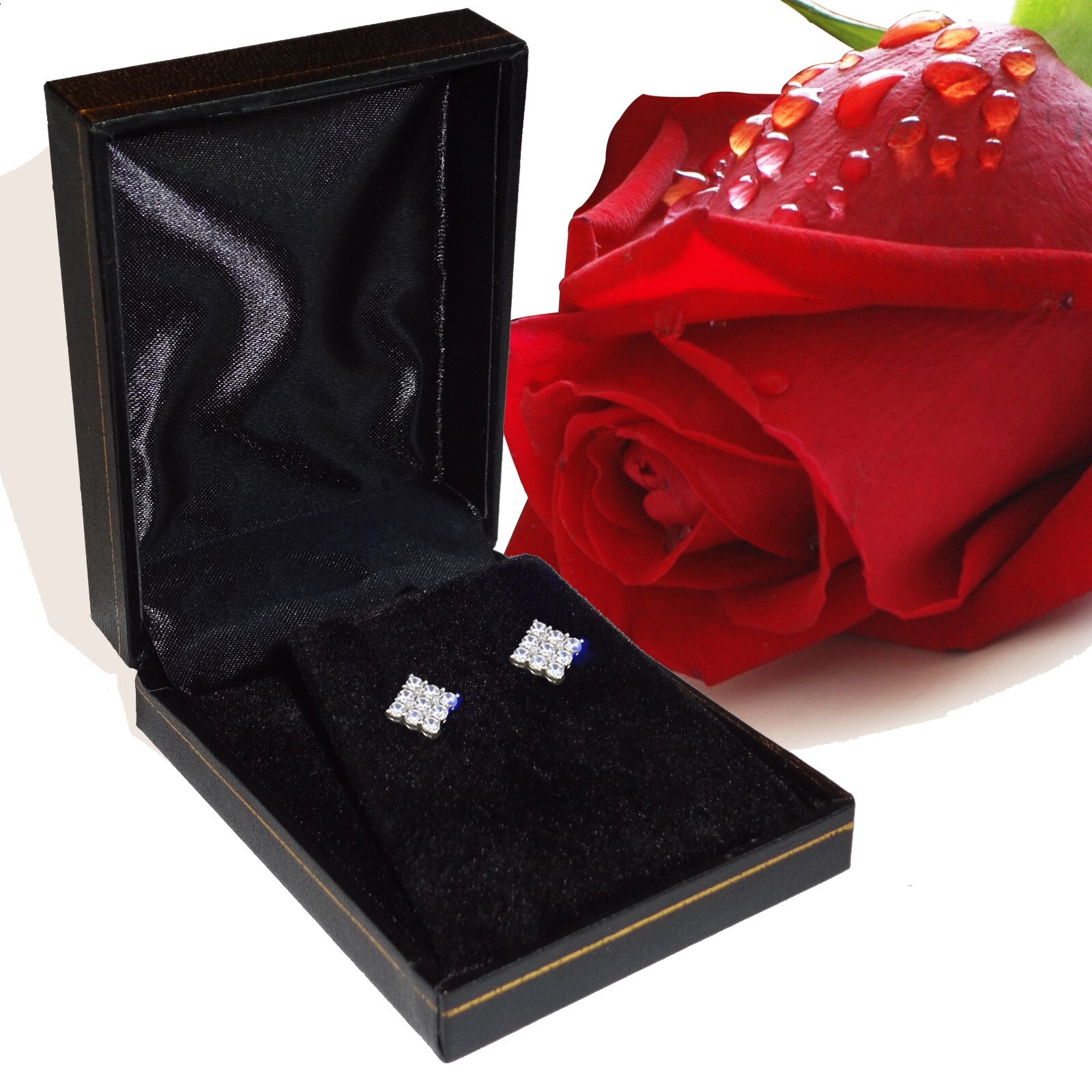 3 Ct Princess Cut FL/D GRA Real Moissanite Stud Earrings 14K White Gold 6.5 Gift