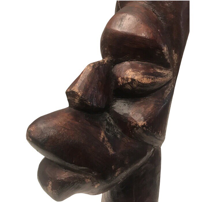 African Wood Carved Sculpture Dark Cherry Heavy Wood