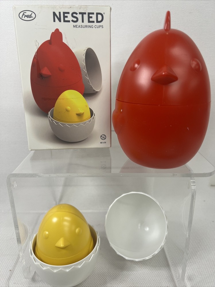 FRED NESTED Hen & Chick Dry Measuring Cup Nesting Cracker Barrel UNUSED chickens