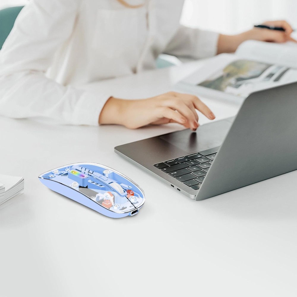 Dolrso Wireless Mouse, Computer Mice with Dual Mode (2.4G + BT5.2) Blue