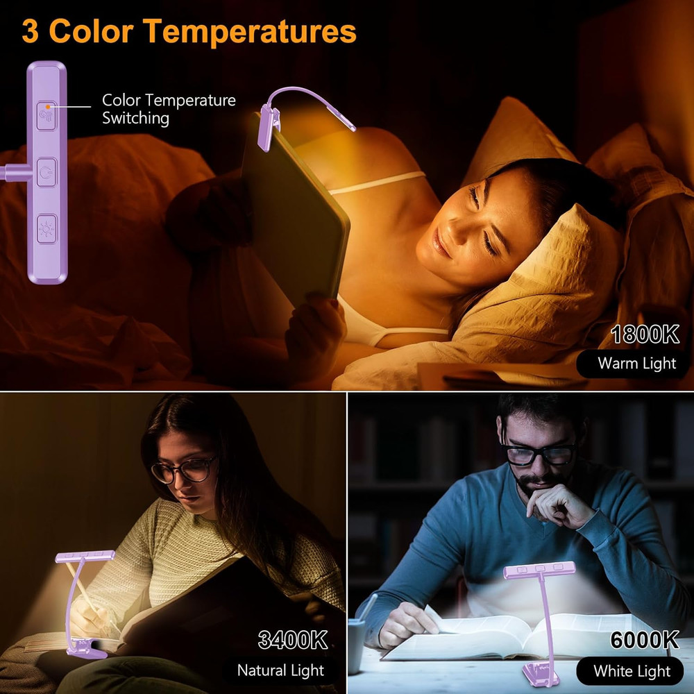 19 LED Rechargeable Book Light for Reading in Bed with Memory Function- Eye C...