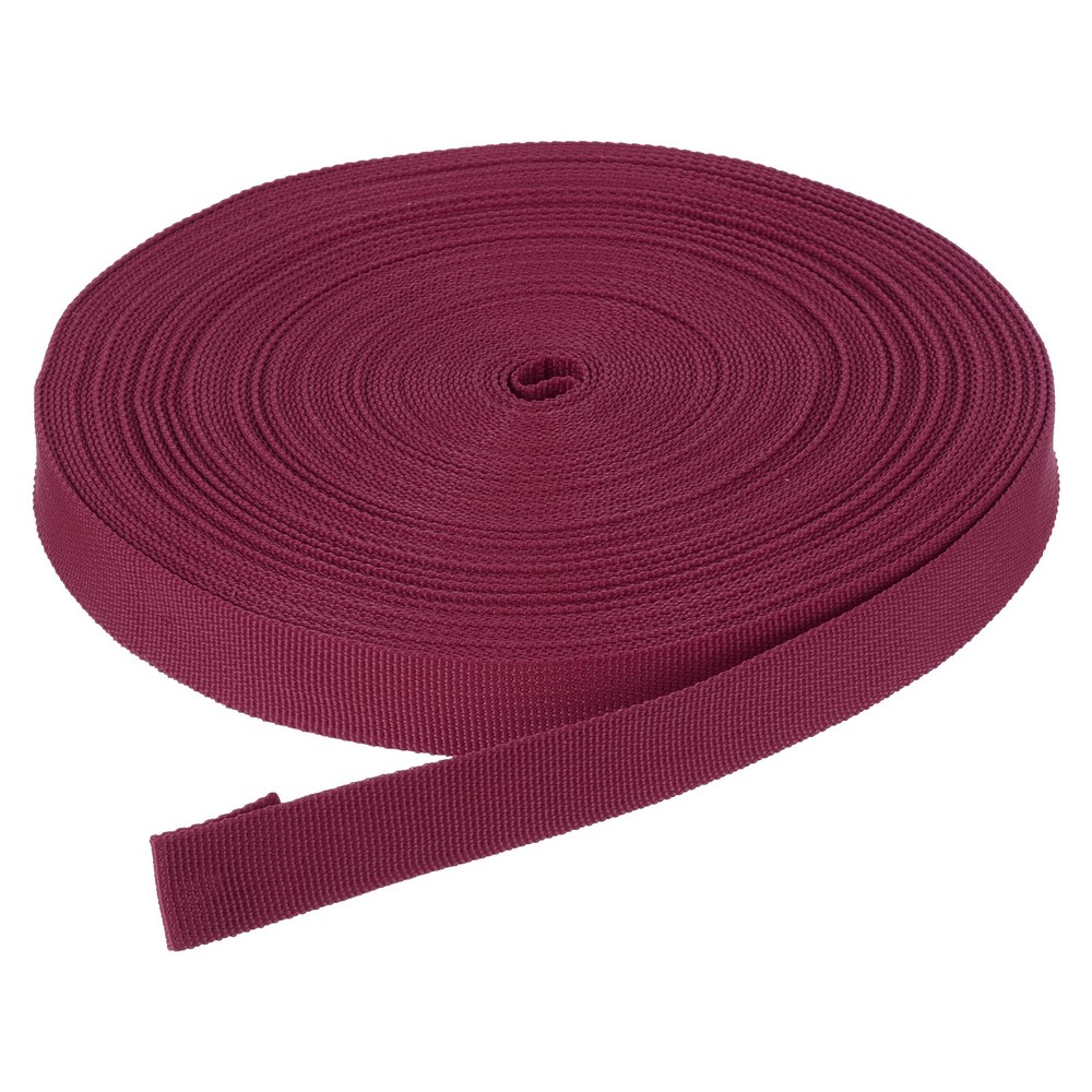 25Yard x 3/4 inch Width Nylon Webbing Strap Poly Flat Webbing Strapping Burgundy