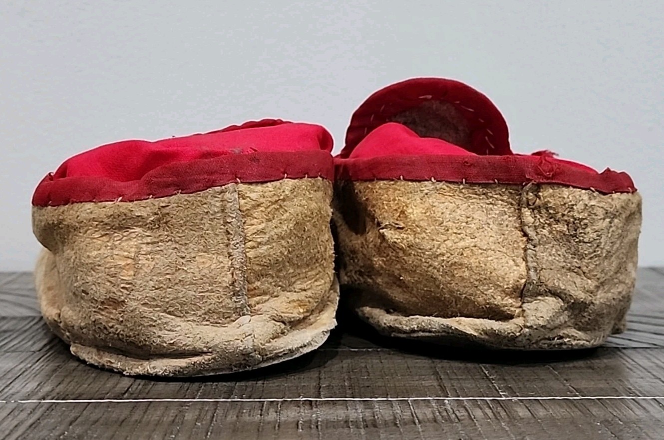 Northern Plains Moccasins with beaded Geometric Pattern Tops C.1890