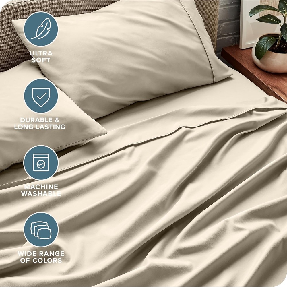 Queen Sheet Set Luxury 1800 Ultra-Soft Microfiber Bed Sheets Double Brushed Deep