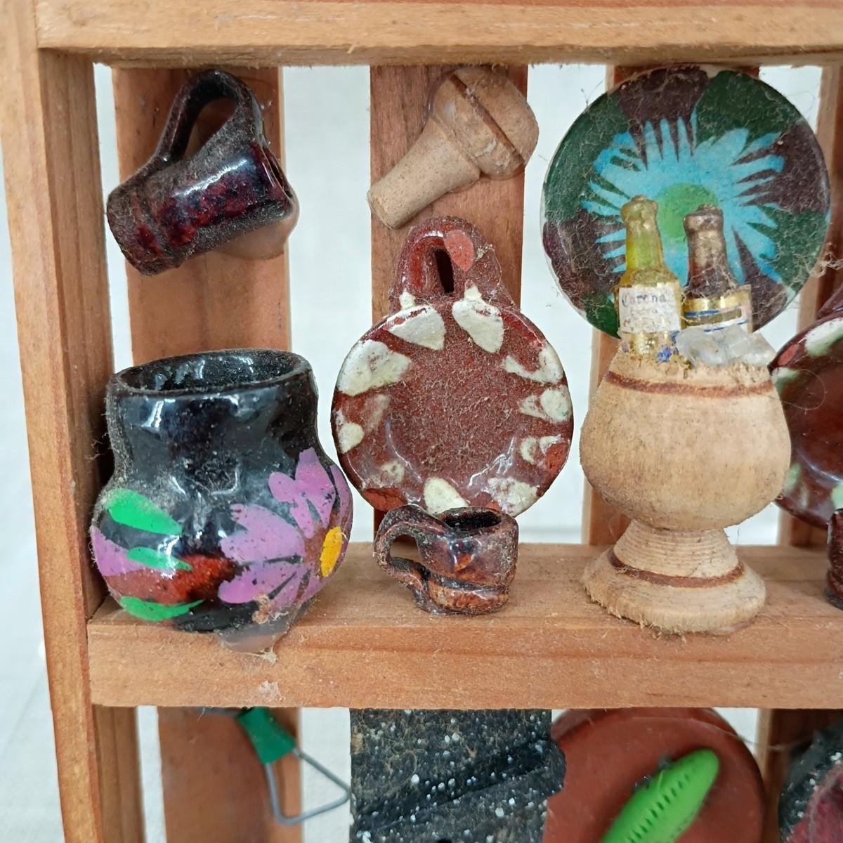 Mexican Kitchen Trasterito Trastero Wall Shelf 3 Tier Wooden w/ Miniature Clay