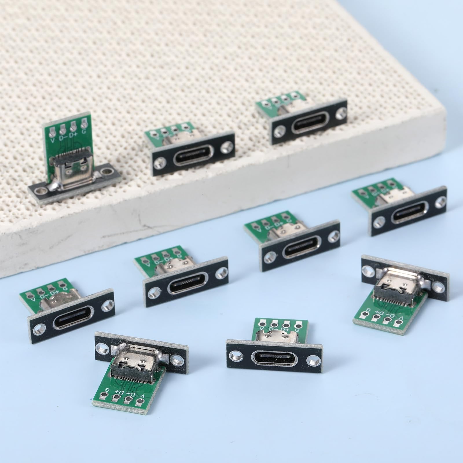 10 Pcs USB C Panel Mount Connector DIY Type C Female Socket Green