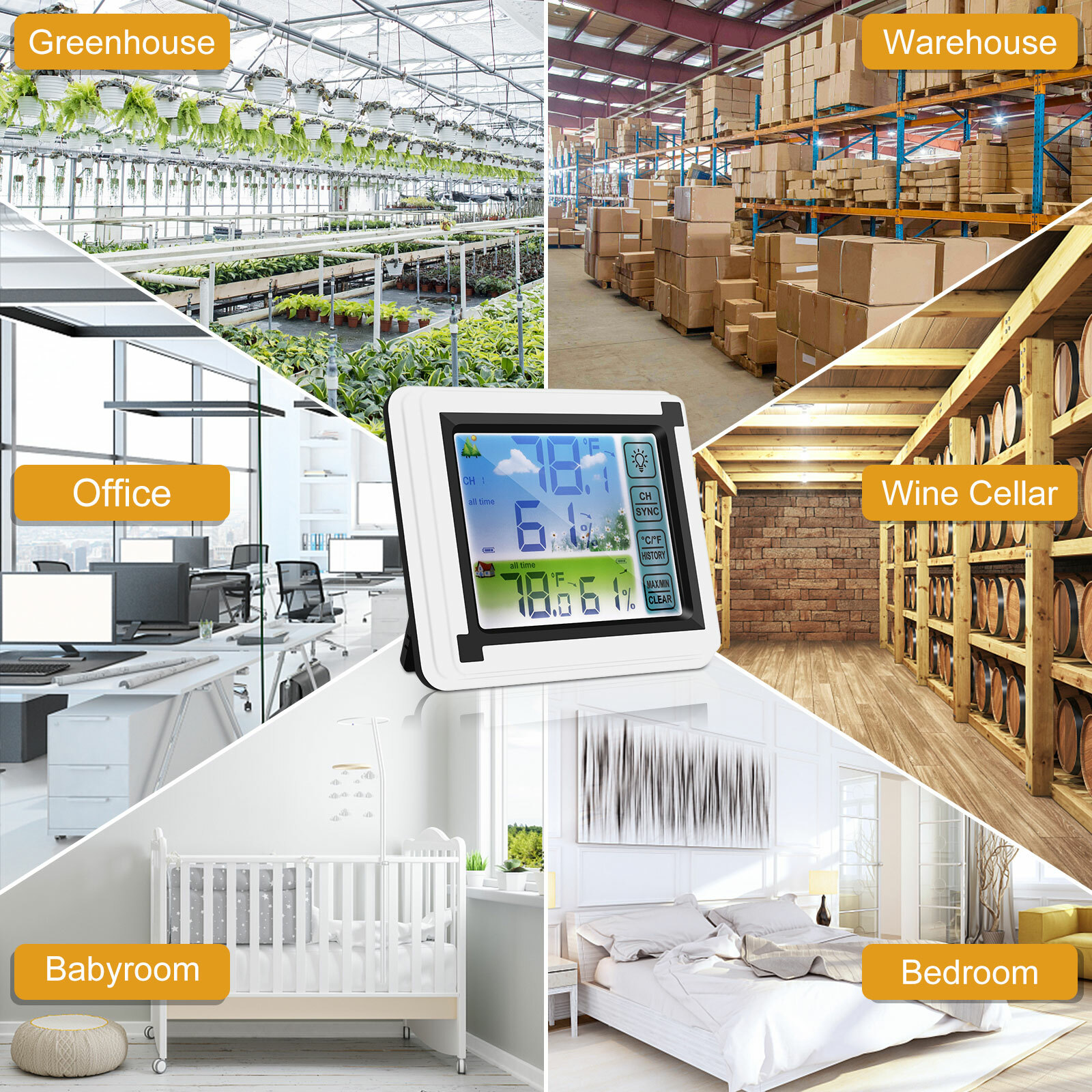 Digital LCD Display Thermometer Wireless Indoor & Outdoor Weather Station 24HRs