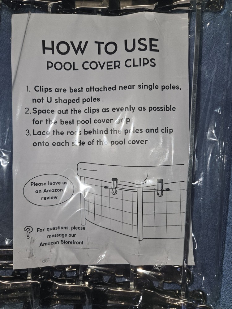 Pool Cover Rod Clips. 10 Pack. New In Package. Never Used. (A10)