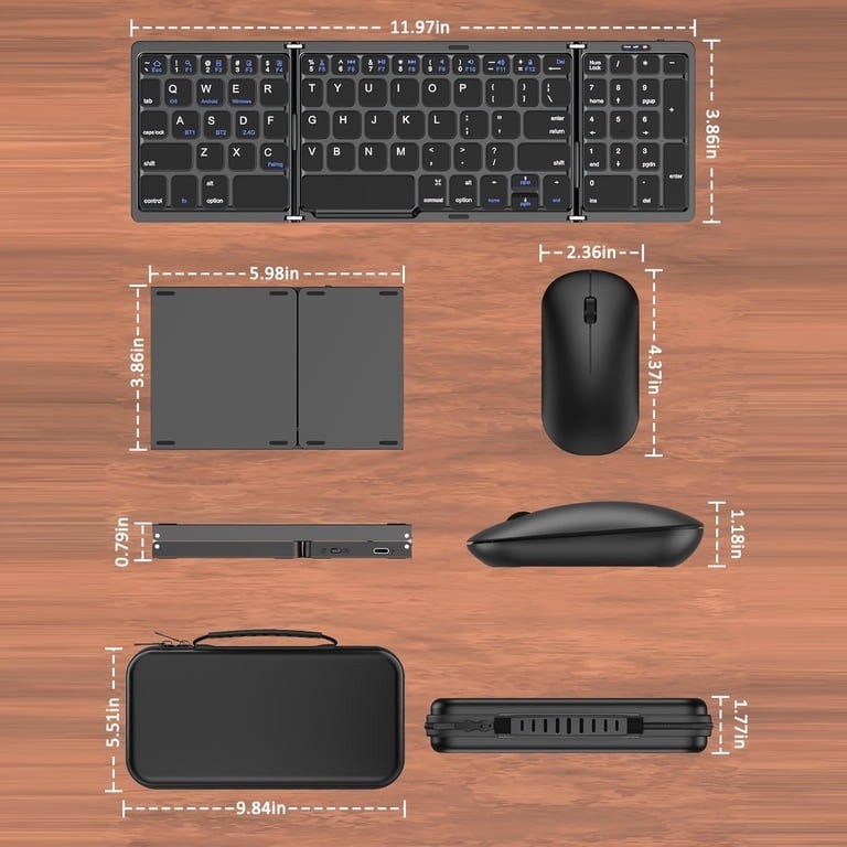 Foldable Keyboard and Mouse EDJO Folding Wireless Keyboard Mouse Combo