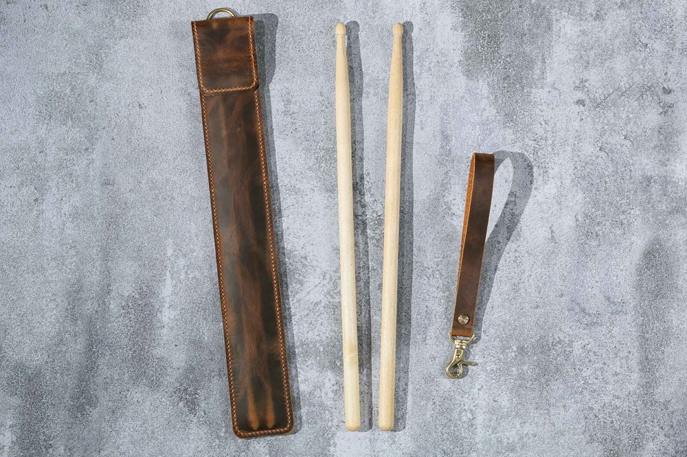 Personalized Leather drum stick bag case holder , unique gift for drummer