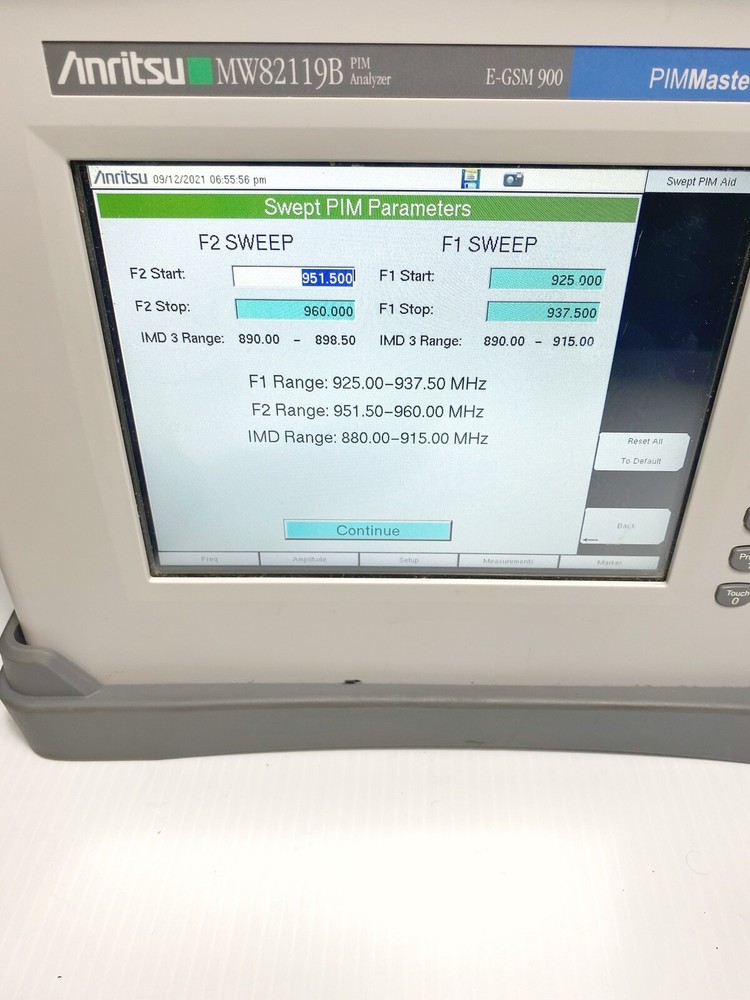 Anritsu MW82119B PIM Master Passive Intermodulation Analyzer Opt 900 E-GSM 900