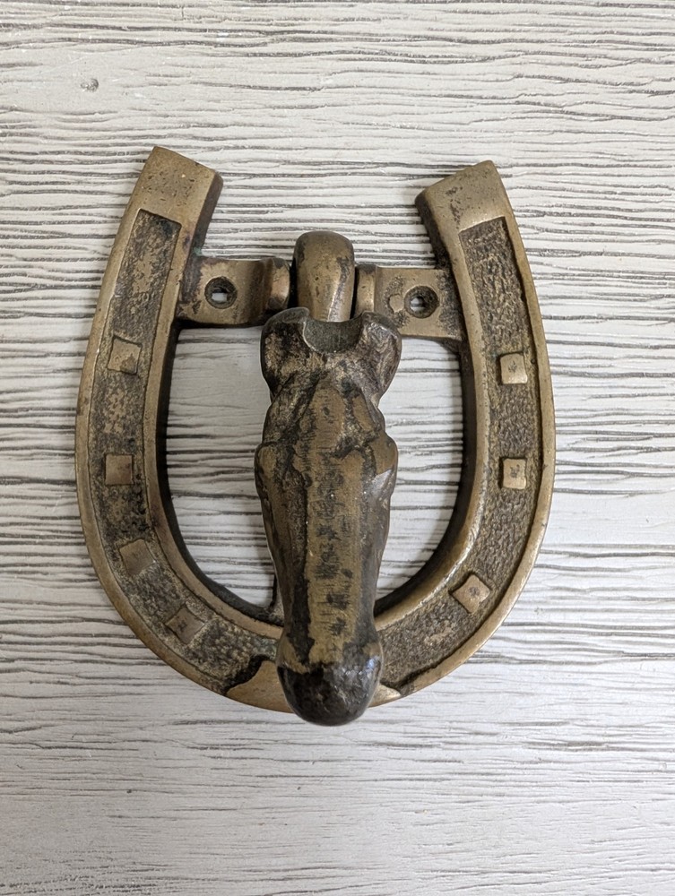 Vintage Solid Brass Equestrian Horse Head Door Knocker