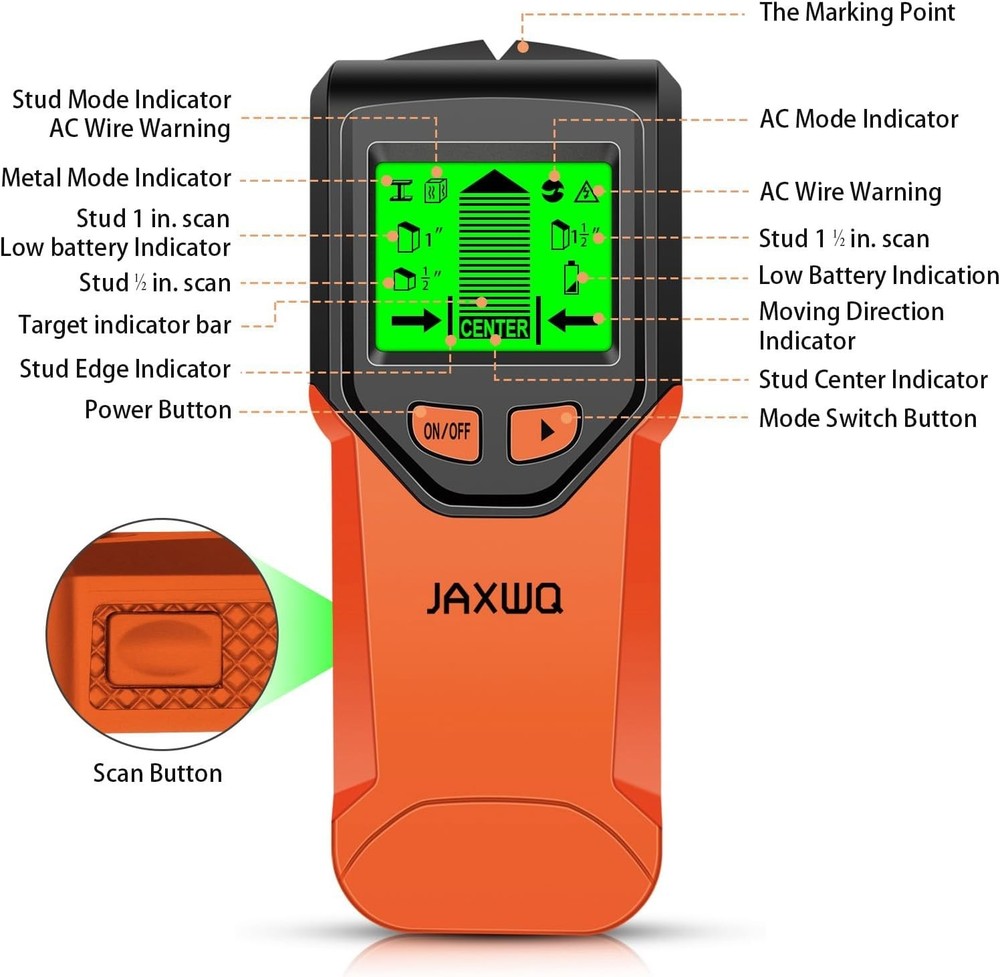 Accurate Wall Scanner Tool - 5-in-1 Stud Finder with Essential Safety Features