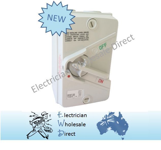 Weatherproof 20A Amp Isolator Switch IP66 Single Phase