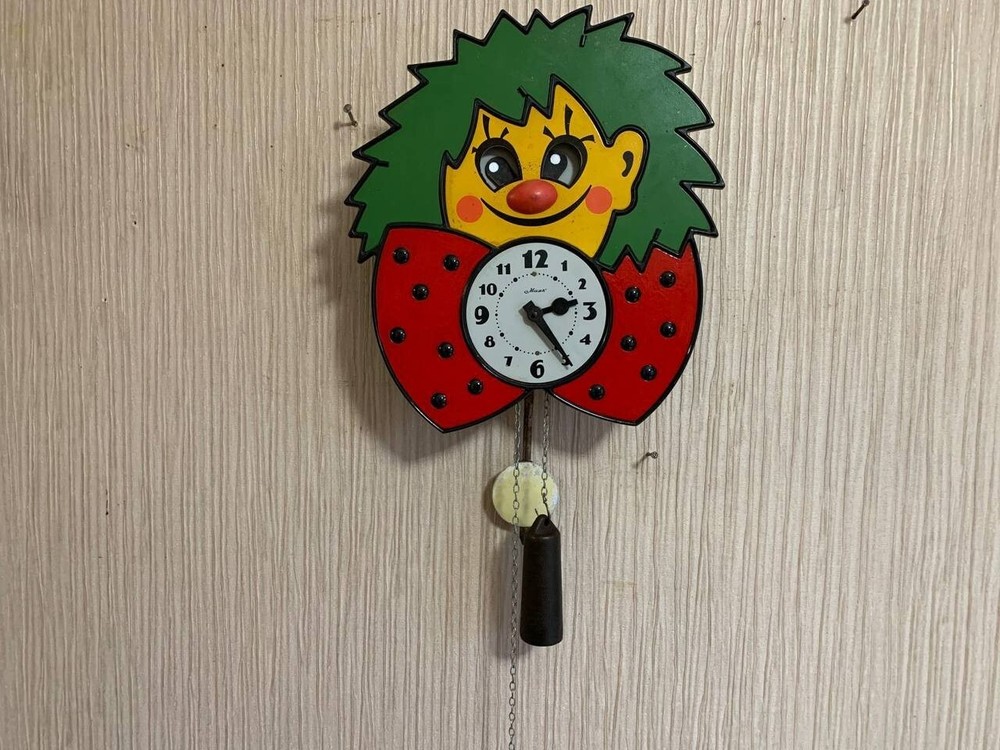 Vintage Clock Soviet Mechanical Clock Working Soviet CLOWN Wall Clock