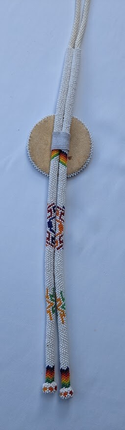 Native American style Beaded Thunderbird Rosette Bolo Tie